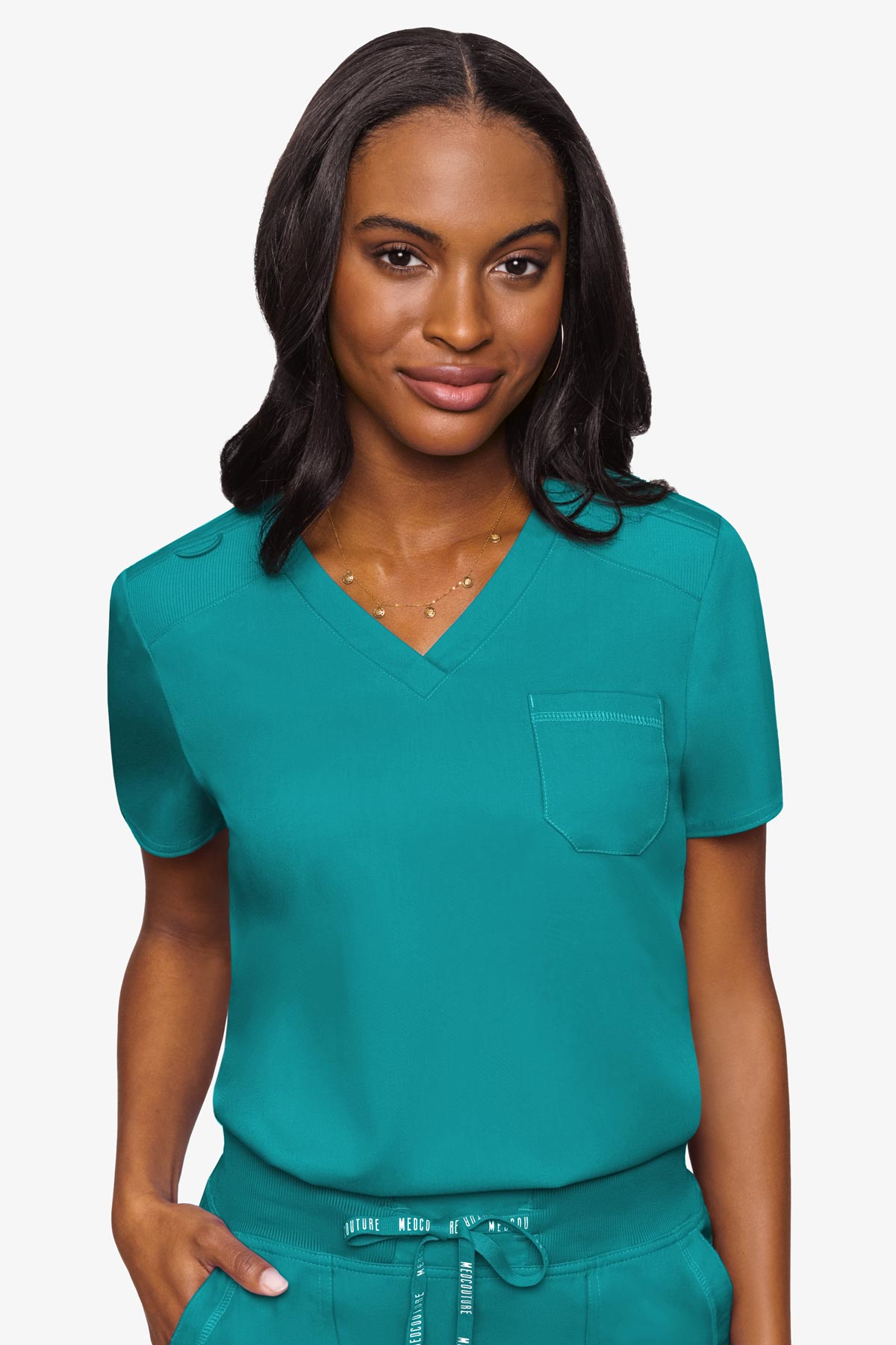 MED COUTURE 7448 V-NECK TUCK IN