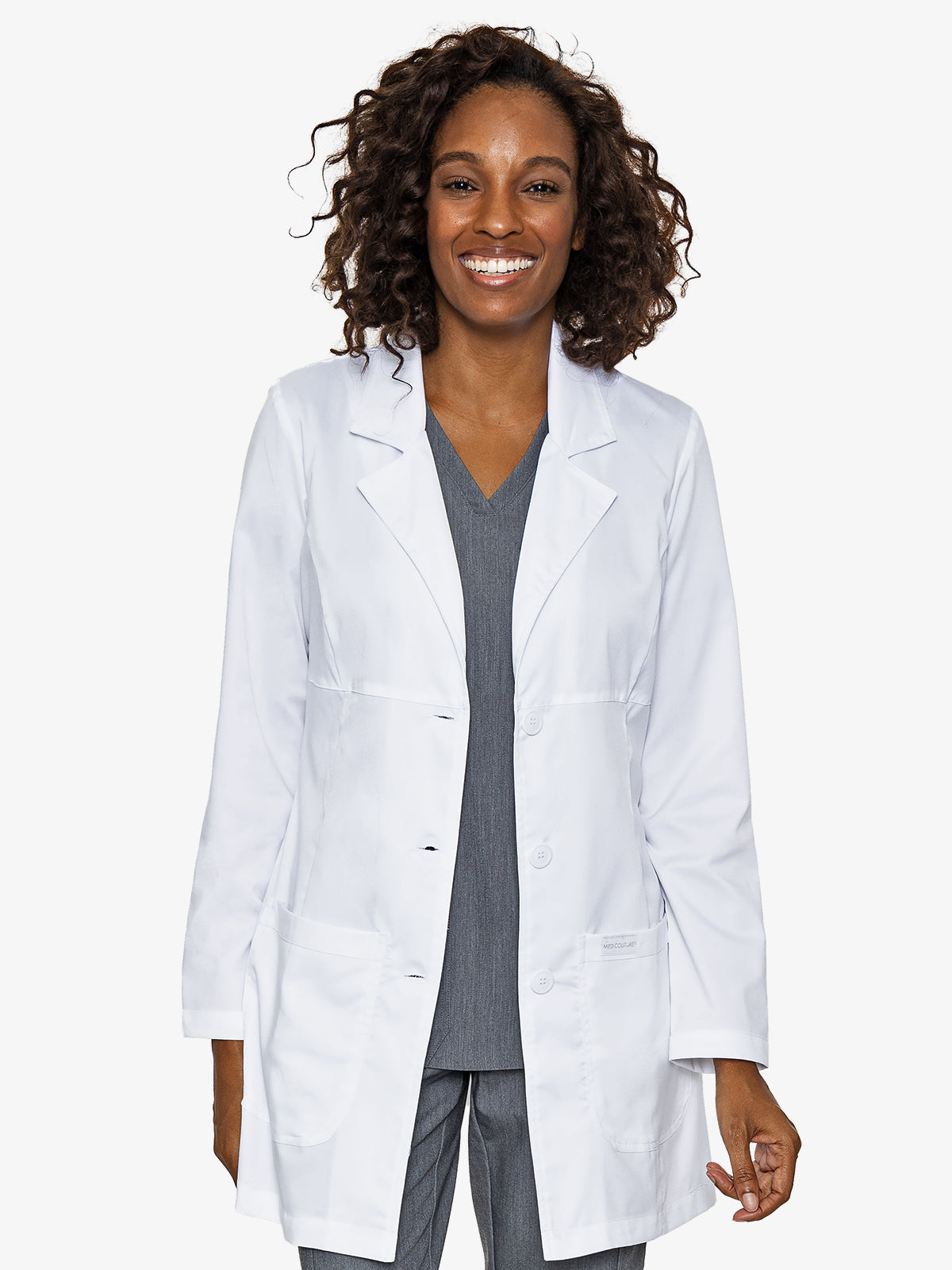 MED COUTURE 5601 EMPIRE MID LENGTH LAB COAT